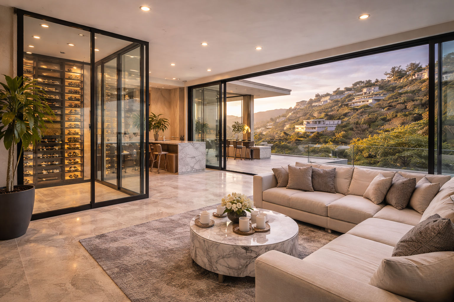 Architectural glass partitions walls Glass Definition Van Nuys Hollywood Hills luxury home